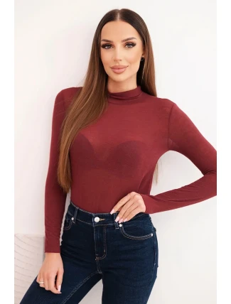 Dámská svetr z kašmíru s rolákem a dlouhým rukávem bordó