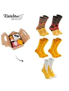 Rainbow Socks Jídlo Ponožky Box Burger Hranolky Pivo 5 párů