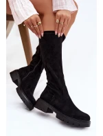 Dámské kozačky z eko semiše černé Oceana