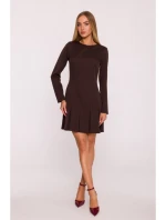 M872 Šaty s obrácenými záhyby - hnědé M872 Šaty s obrácenými záhyby - hnědé