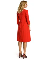 M335 Šaty se skládaným sklady vpředu - červené