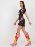 Dámské šaty LK SK 508641.29 Černá s růžovou vzor - FPrice