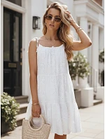 Letní dámské bavlněné šaty s prolamovaným vzorem, bílé, FashionStreet EY2674