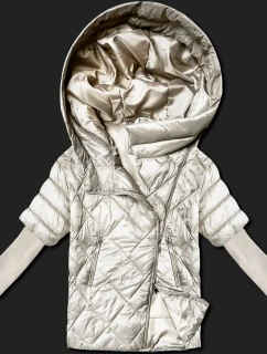 Světle béžová lehká dámská bunda s úpletovými rukávy Minority (M2-6701-12)