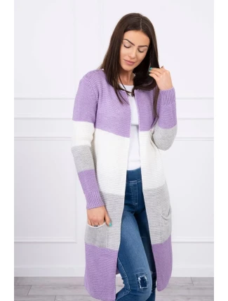 Pruhovaný svetr fialová+ecru