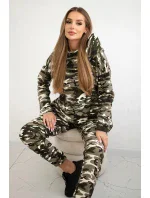 Dámská souprava s kapucí a maskáčovým potiskem khaki + ecru Dámská souprava s kapucí a maskáčovým potiskem khaki + ecru