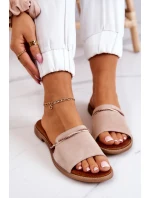 Semišové pantofle Lewski Boty 3047 Béžová