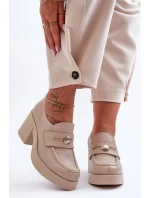 Kůže Dámské Polobotky Na Sloupku Bežové Dunadia