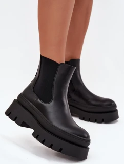 Zateplené dámské chelsea boty na platformě černé Ismira
