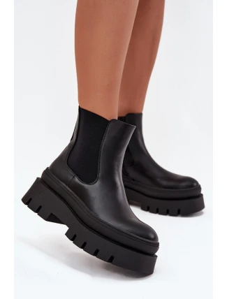 Zateplené dámské chelsea boty na platformě černé Ismira Zateplené dámské chelsea boty na platformě černé Ismira
