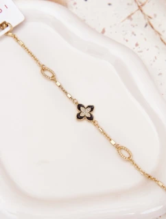 Náramek s čtyřlístkem chirurgická ocel zlatá