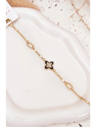 Náramek s čtyřlístkem chirurgická ocel zlatá