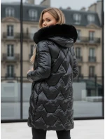 Dámská zimní bunda ELECIO dlouhá prošívaná s kapucí černá FashionStreet TY5178z