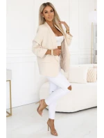 588-2 Dámské klasické sako s nabíranými rukávy - béžové