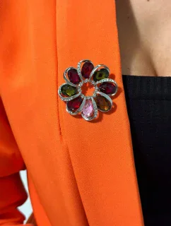 Brož XZ459-222 stříbrná + vícebarevná