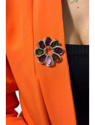 Brož XZ459-222 stříbrná + vícebarevná