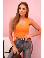 Dámská žebrovaná halenka se stahovací šňůrkou na bocích pomeranč