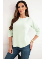 Dámský svetr z viskózy s dlouhým rukávem a kulatým výstřihem světle mátový