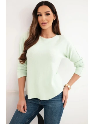 Dámský svetr z viskózy s dlouhým rukávem a kulatým výstřihem světle mátový