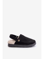 Dámské Pantofle Na Silné Podešvi S Kožíškem A Přezkou Černé Linneola