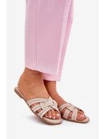 Dámské Plážové Sandály S Proplétajícími Pásky Béžové Acimine