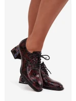 Kožené lakované dámské polobotky na podpatku s krystaly Artiker 57C0073 bordó Kožené lakované dámské polobotky na podpatku s krystaly Artiker 57C0073 bordó