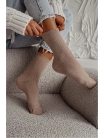 Dámské ponožky Frotte pruhované Béžové Dámské ponožky Frotte pruhované Béžové