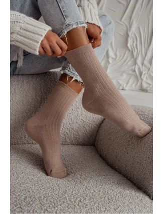 Dámské ponožky Frotte pruhované Béžové Dámské ponožky Frotte pruhované Béžové