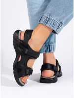 Trendy dámské sandály černé na plochém podpatku Trendy dámské sandály černé na plochém podpatku