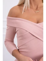 Přiléhavé šaty s výstřihem do V tmavě pudrově růžové