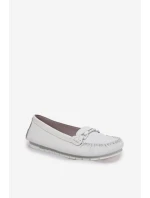 Plné Kožené Mokasíny S Dekorací S.Barski LR51-547 Bílé