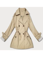 Krótki trencz na guziki Goodlookin jasny beżowy (KK60415-3#)