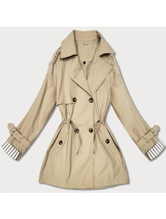 Krótki trencz na guziki Goodlookin jasny beżowy (KK60415-3#)