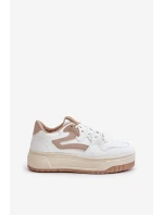 Dámské kožené sportovní boty na masivní platformě béžové Belisso Dámské kožené sportovní boty na masivní platformě béžové Belisso