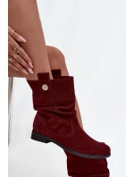 Kožené semišové dámské boty s řasením zateplené Zazoo 4210 bordó Kožené semišové dámské boty s řasením zateplené Zazoo 4210 bordó