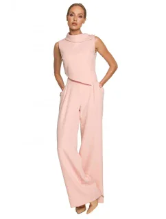 M702 Overal bez rukávů s límečkem - pudrová