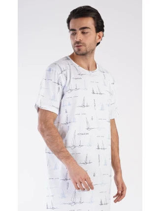 Pánská noční košile s krátkým rukávem Plachetnice Pánská noční košile s krátkým rukávem Plachetnice