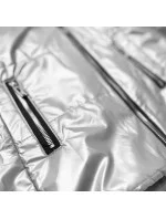 Stříbrná lehká dámská zimní metalická bunda (721art)