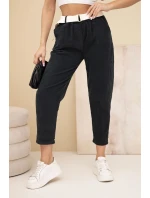 Dámské manšestrové kalhoty s páskem černé