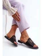 Lesklé dámské sandály s ozdobami S.Barski KV27-063 černé Lesklé dámské sandály s ozdobami S.Barski KV27-063 černé