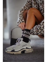 Dámské ponožky Dvě skvrnité pruhy černé Dámské ponožky Dvě skvrnité pruhy černé