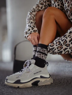 Dámské ponožky Dvě skvrnité pruhy černé