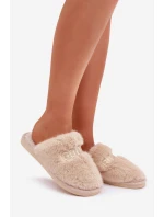 Dámské Plyšové Pantofle S Medvídkem A Dekorativními Prvky Béžové Innalise