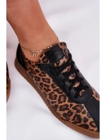 Dámské Kožené Sportovní Boty S Leopardím Vzorem Laura 2935 Hnědé