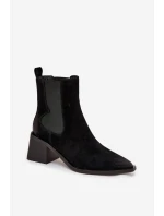 Kožené semišové dámské boty na podpatku vyhřáté Artiker 57C0049 Černé Kožené semišové dámské boty na podpatku vyhřáté Artiker 57C0049 Černé