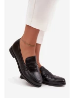 Mokasyny Loafersy Dámské Z Eko Kůže Černé Bessina