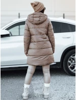 Dámská oboustranná bunda PURRBREEZ dlouhá prošívaná bunda s kapucí camel FashionStreet TY4660