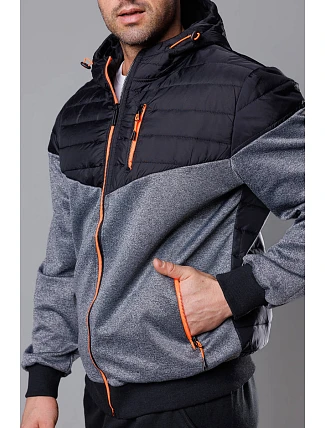Pánská sportovní bunda z kombinovaných materiálů černo-oranžová (8M901-392) Pánská sportovní bunda z kombinovaných materiálů černo-oranžová (8M901-392)