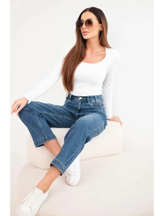 Dámské džíny s širokými nohavicemi a vysokým pasem M.Sara modré