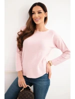 Dámský svetr z viskózy s dlouhým rukávem a kulatým výstřihem pudrově růžový